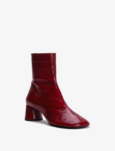 Proenza Schouler 3/4 front image of Monogram Heeled Loafers in Eel in ROSEWOOD