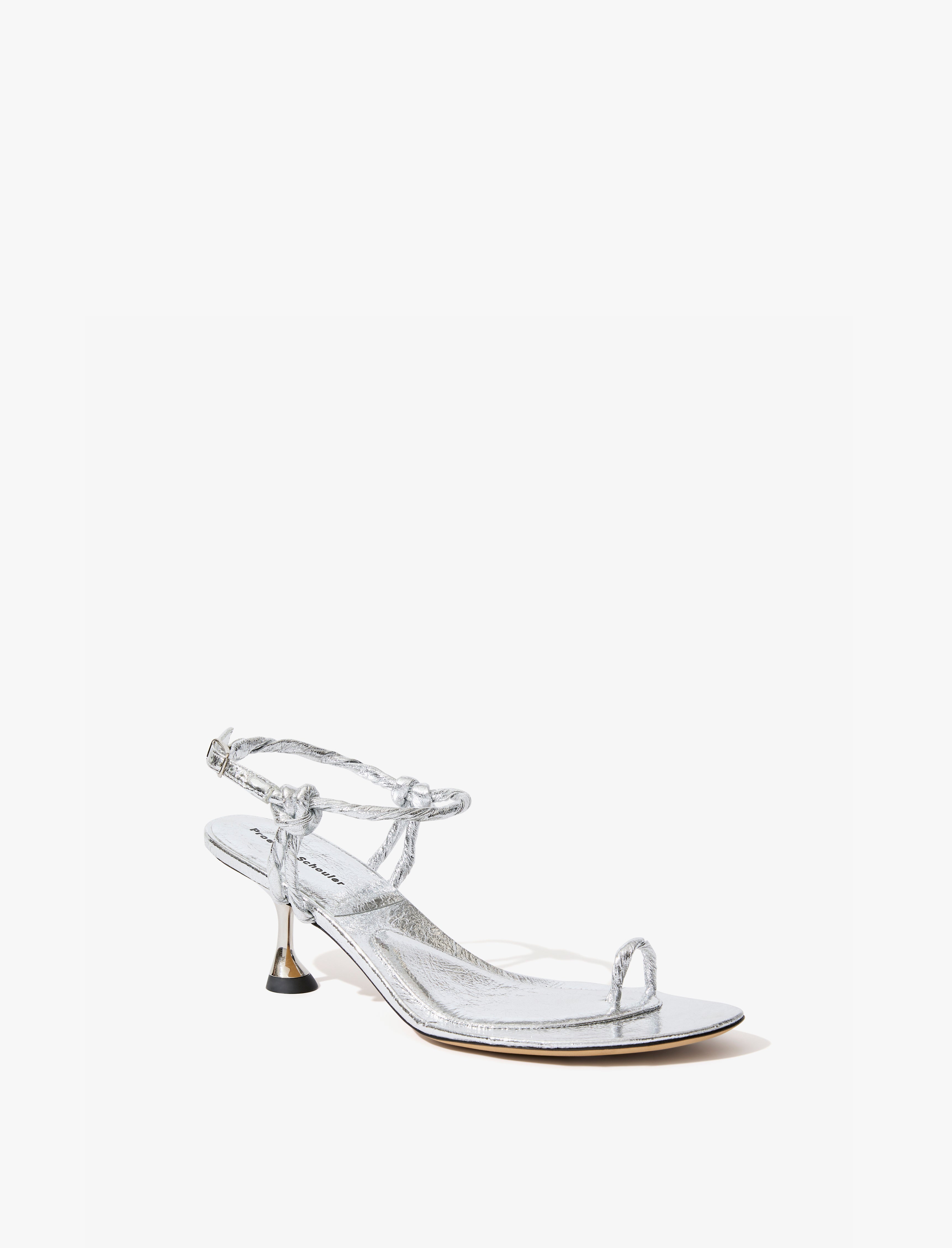 Tee Toe Ring Sandals in Crinkled Metallic Proenza Schouler