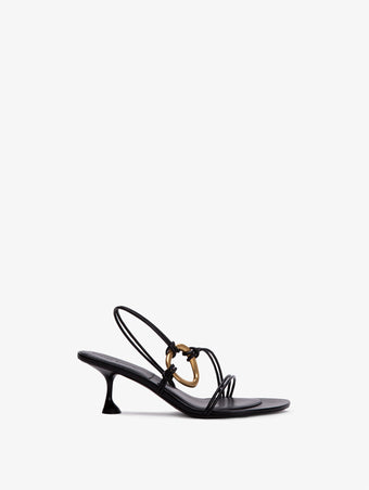 Front image of Hoop Slingback Sandals in BLACK