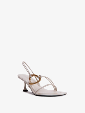 3/4 Front image of Hoop Slingback Sandals in CREAM