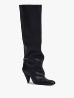 Front image of Cone Knee High Boots in BLACK