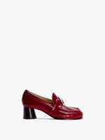 Side image of Monogram Heeled Loafers in Eel in ROSEWOOD