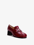 Front image of Monogram Heeled Loafers in Eel in ROSEWOOD