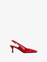 Side image of Trap Slingback Pumps in RED