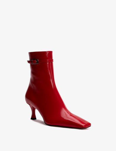 Proenza Schouler 3/4 front image of Trap Ankle Boots in VERMILLION