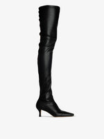 Front image of Trap Over The Knee Boots in BLACK