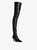 3/4 Front image of Trap Over The Knee Boots in BLACK