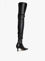 3/4 Back image of Trap Over The Knee Boots in BLACK