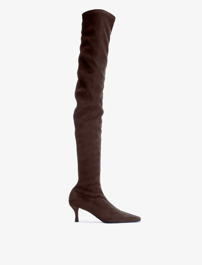 Side view of Trap Over The Knee Boots in espresso