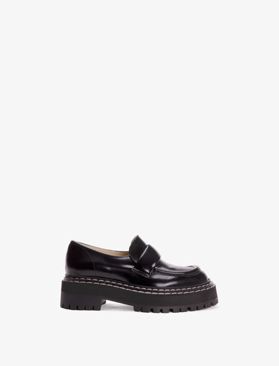 Front image of Lug Sole Loafers in BLACK