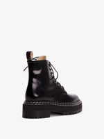 Proenza Schouler 3/4 back image of Lug Sole Lace-up Boots in BLACK