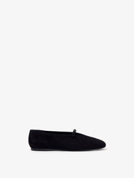 Proenza Schouler side image of Tee Mary Jane Flats in Suede in BLACK