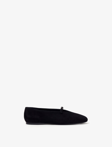 Proenza Schouler side image of Tee Mary Jane Flats in Suede in BLACK