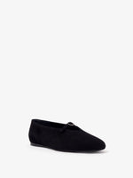 Proenza Schouler 3/4 front image of Tee Mary Jane Flats in Suede in BLACK