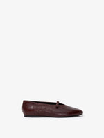 Proenza Schouler side image of Tee Mary Jane Flats in Printed Ostrich in UMBER