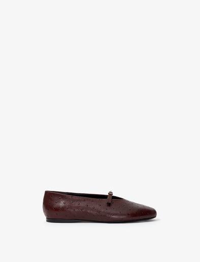 Proenza Schouler side image of Tee Mary Jane Flats in Printed Ostrich in UMBER