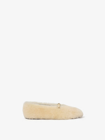 Proenza Schouler side image of Tee Mary Jane Flats in Shearling in BLONDE