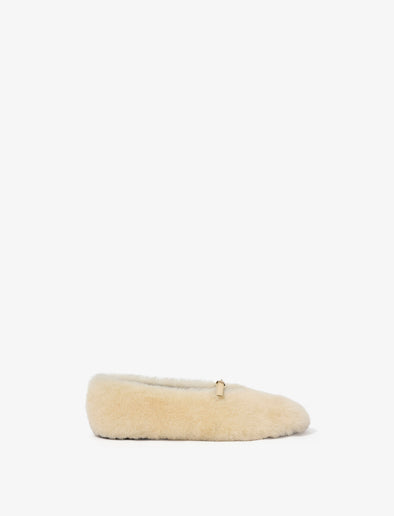 Proenza Schouler side image of Tee Mary Jane Flats in Shearling in BLONDE