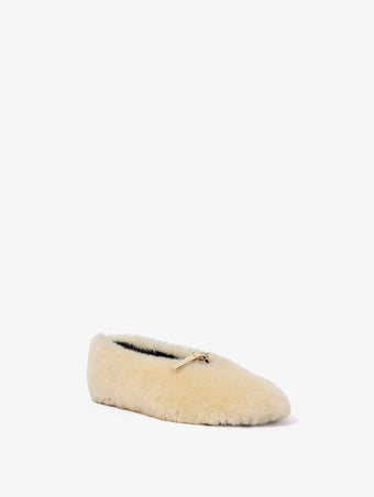 Proenza Schouler 3/4 front image of Tee Mary Jane Flats in Shearling in BLONDE