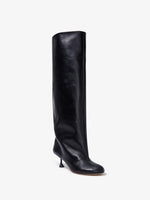 3/4 Front image of TEE KNEE HIGH BOOTS in BLACK