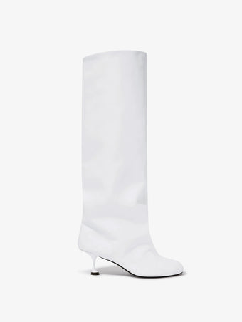 Front image of TEE KNEE HIGH BOOTS in WHITE