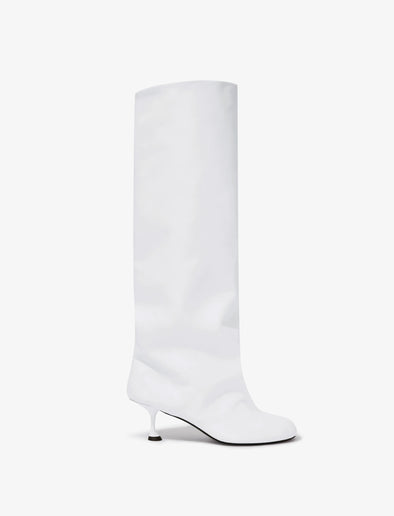 Front image of TEE KNEE HIGH BOOTS in WHITE