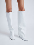 Image of model wearing TEE KNEE HIGH BOOTS in WHITE