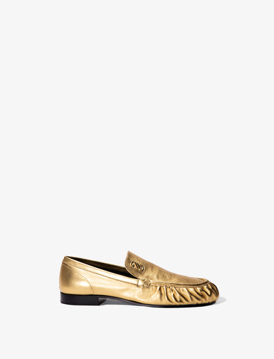 Proenza Schouler Side image of Park Loafers in Metallic Leather in gold