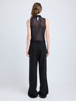 Proenza Schouler Back image of model wearing Weyes Pant in Matte Viscose Crepe in black