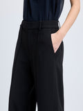 Proenza Schouler Detail image of model wearing Weyes Pant in Matte Viscose Crepe in black