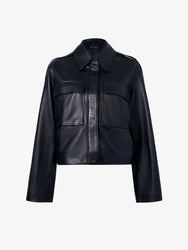 Flat image of Dylan Jacket in Glossy Leather in black