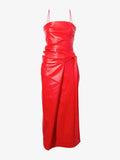 Still Life image of Delancy Dress in Glossy Leather in VERMILLION