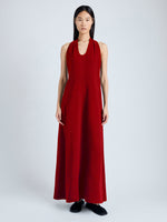 Proenza Schouler Front image of model wearing Ember Dress in Light Matte Viscose Crepe in RED