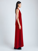 Proenza Schouler Side image of model wearing Ember Dress in Light Matte Viscose Crepe in RED