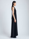 Proenza Schouler Side image of model wearing Ember Dress in Light Matte Viscose Crepe in BLACK