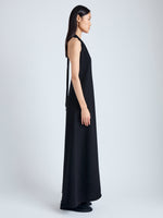 Proenza Schouler Side image of model wearing Ember Dress in Light Matte Viscose Crepe in BLACK