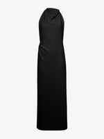 Flat image of Selena Twist Back Dress in Matte Viscose Crepe in black