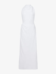 Flat image of Selena Twist Back Dress in Matte Viscose Crepe in white