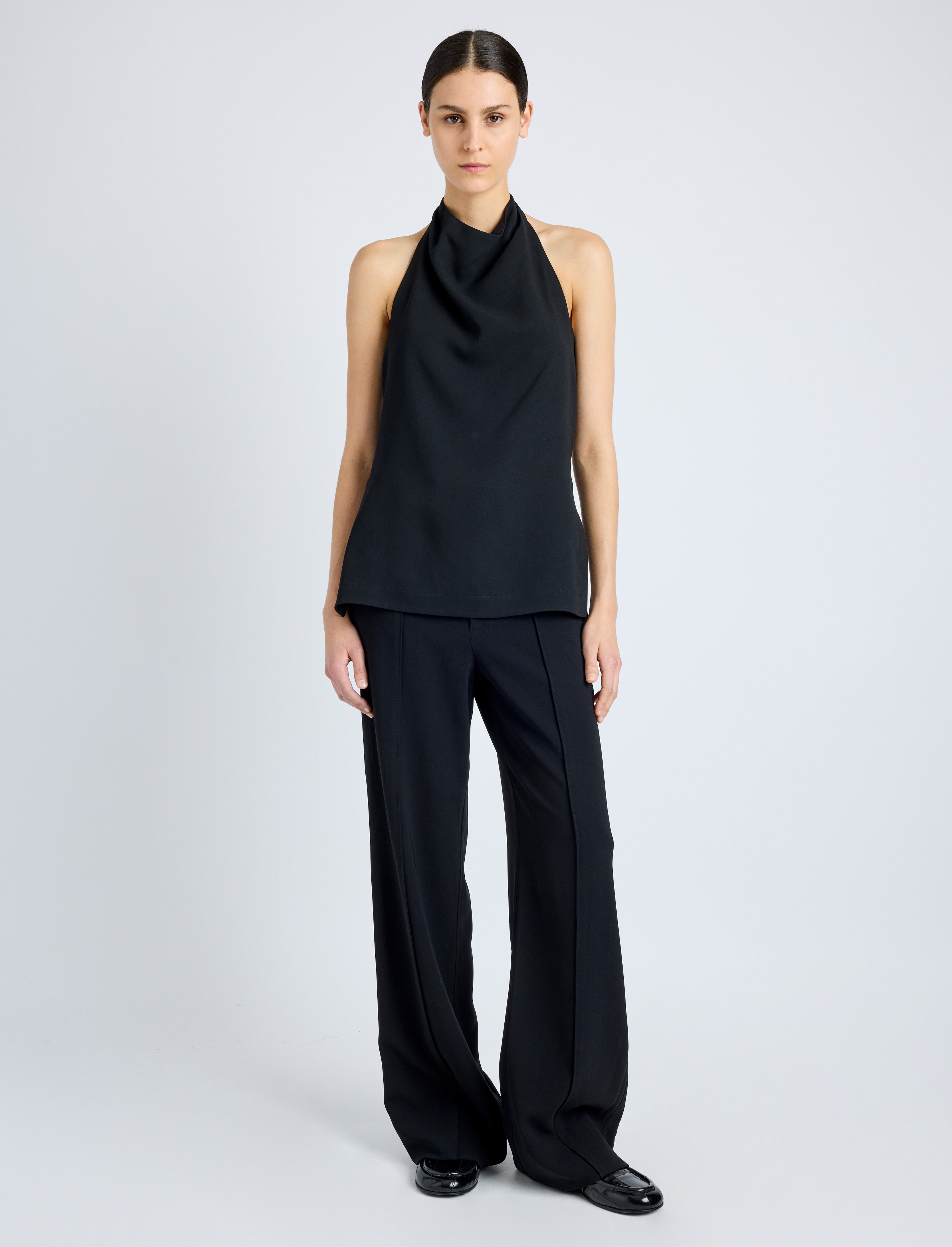 NEW Proenza Schouler Black Textured Crepe Sleeveless hot Top