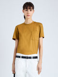 Cropped front image of model wearing Kira T-Shirt in Eco Cotton Jersey in CIDER