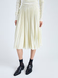 Detail image of model wearing Margo Skirt in Gauzy Jersey in BONE