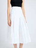 Cropped image of model wearing Moore Skirt in Organic Cotton Twill in off white