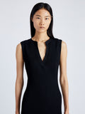 Detail image of model wearing Tatum Knit Dress in Silk Viscose in BLACK