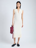 Front image of model wearing Tatum Knit Dress in Silk Viscose in IVORY