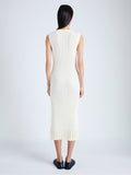 Back image of model wearing Tatum Knit Dress in Silk Viscose in IVORY