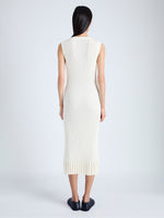 Back image of model wearing Tatum Knit Dress in Silk Viscose in IVORY