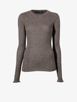 Flat of Cassidy Sweater in Superfine Merino Silk in taupe