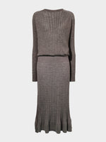 Flat image of Eden Knit Dress in Superfine Merino Silk in taupe