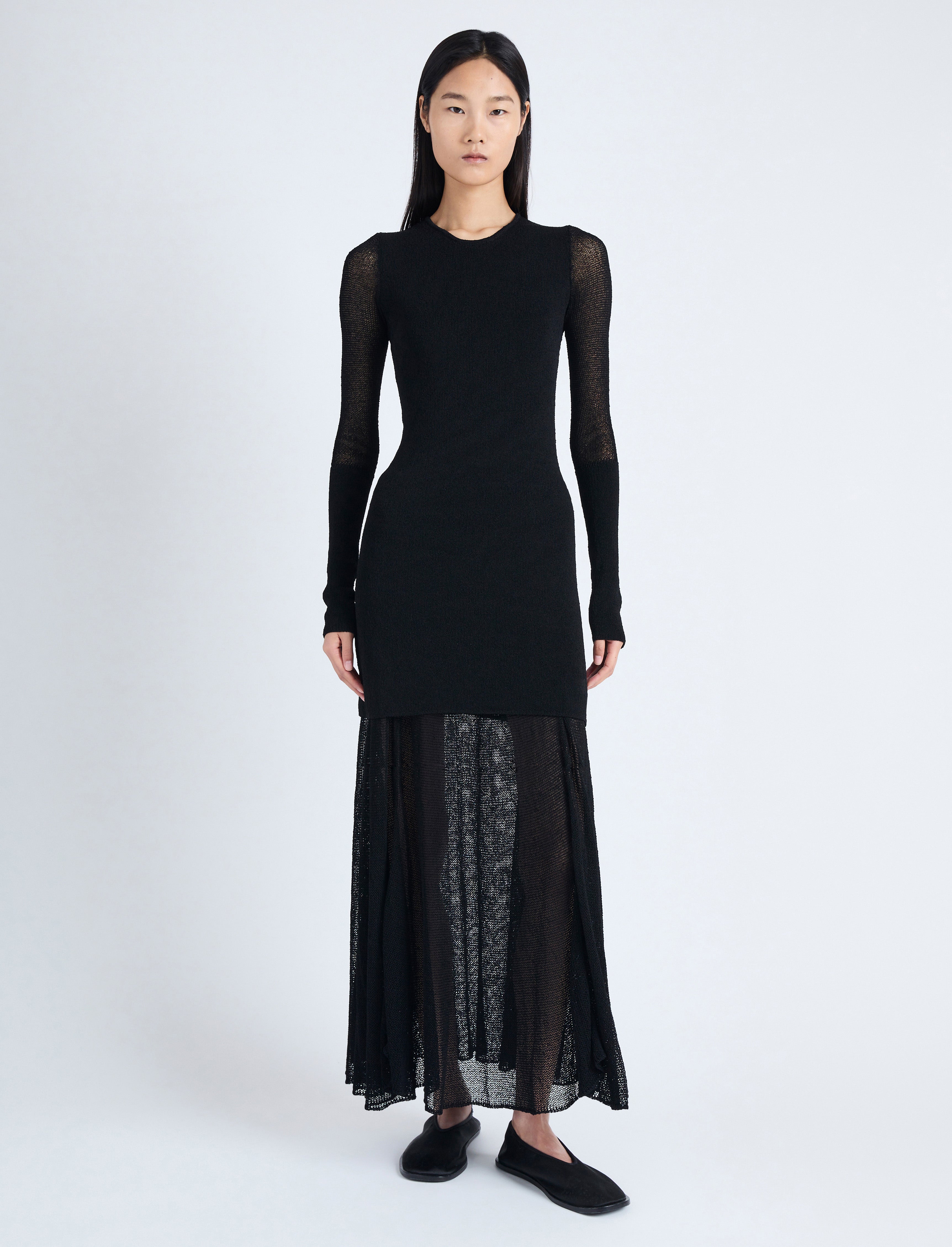 Anita Dress in Knit Sheer Mesh - Black