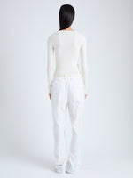 Back image of model wearing Boyd Henley in Silk Viscose in ivory